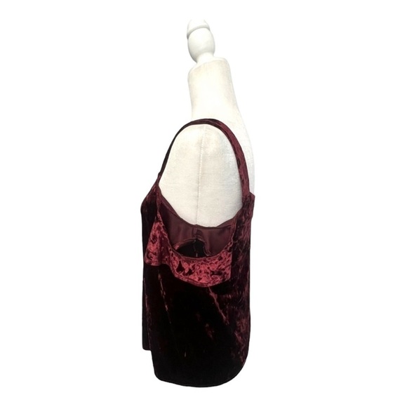 NWOT Lauren Conrad Runway Cold Shoulder Maroon Velvet Top - Size XS - Picture 5 of 11